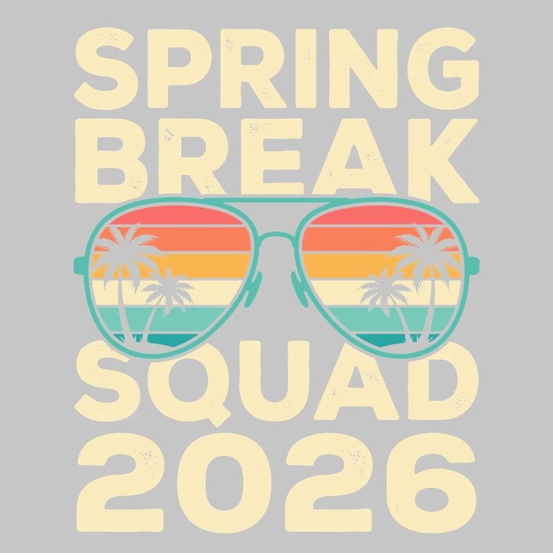 Spring Break Squad 2026 Design rétro de palmiers