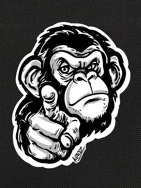 Monochrome Monkey Pointing