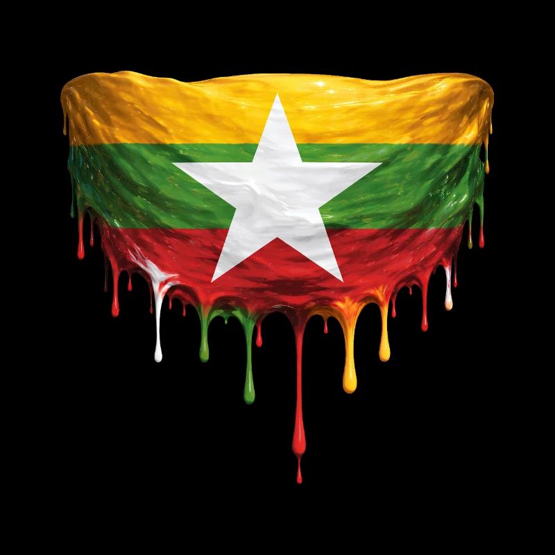 Myanmar Flag Drop Art