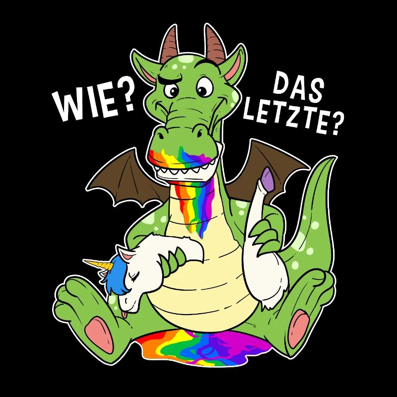 Bunter Drache isst Letztes Einhorn Humor