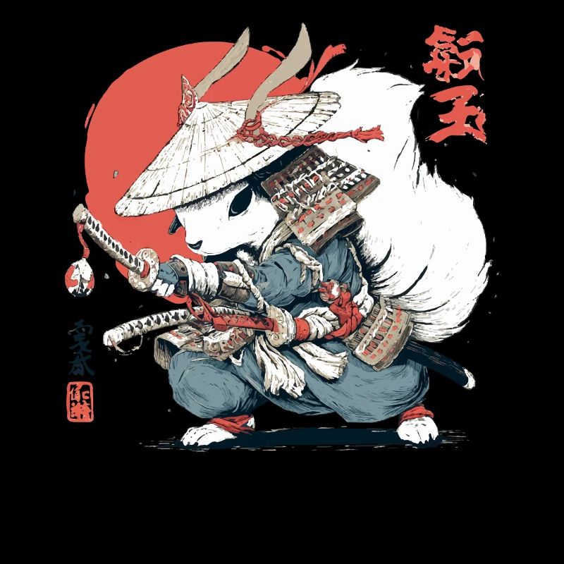 Samurai-Eichhörnchen, japanischer Krieger, Ukiyo-e-Stil Su