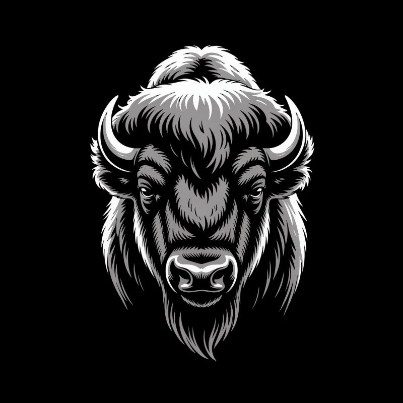 Gray bison head
