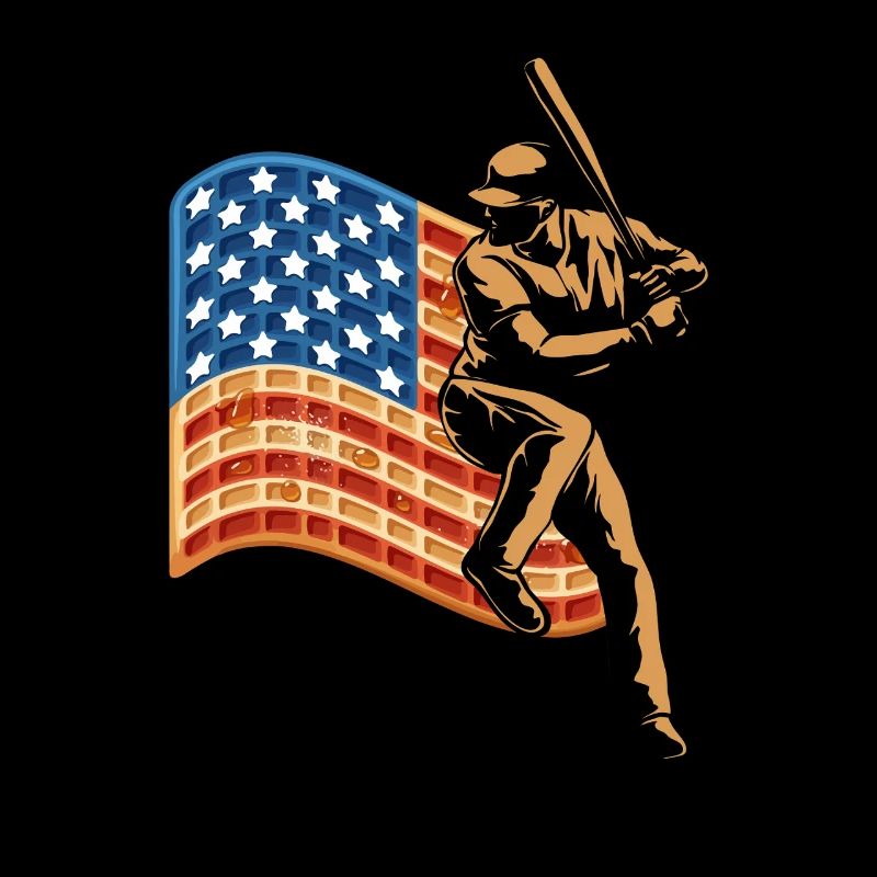 Baseball Player Waffle USA Flag