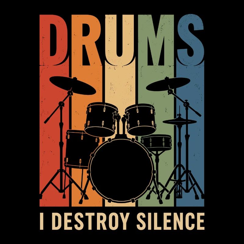 Drums I Destroy Silence Retro Drum Shirt