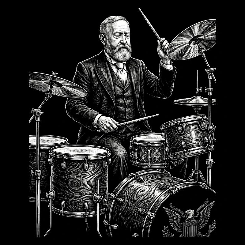 Benjamin Harrison plays drums