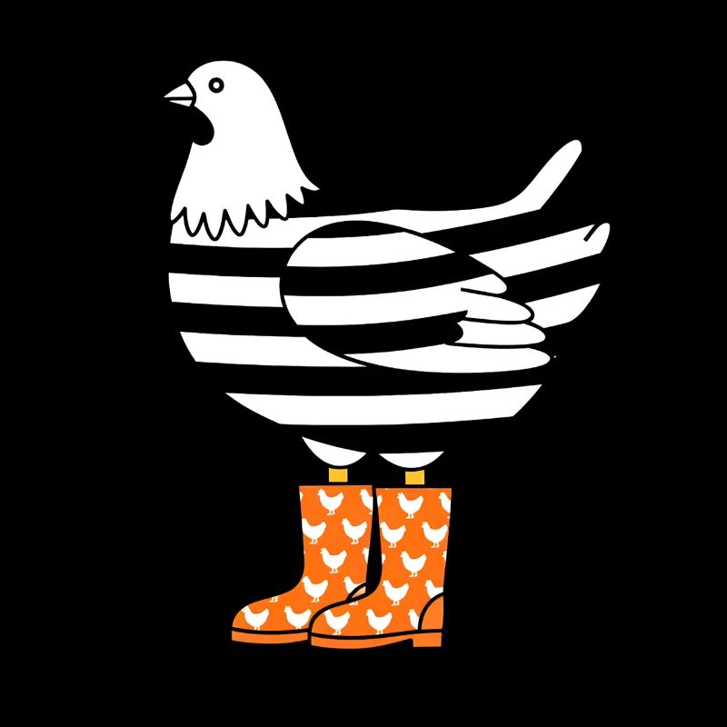 Striped Chicken in Orange Boots