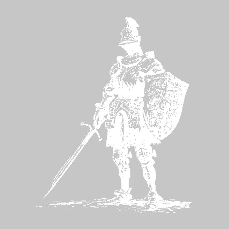 Silhouette de chevalier avec épée et bouclier