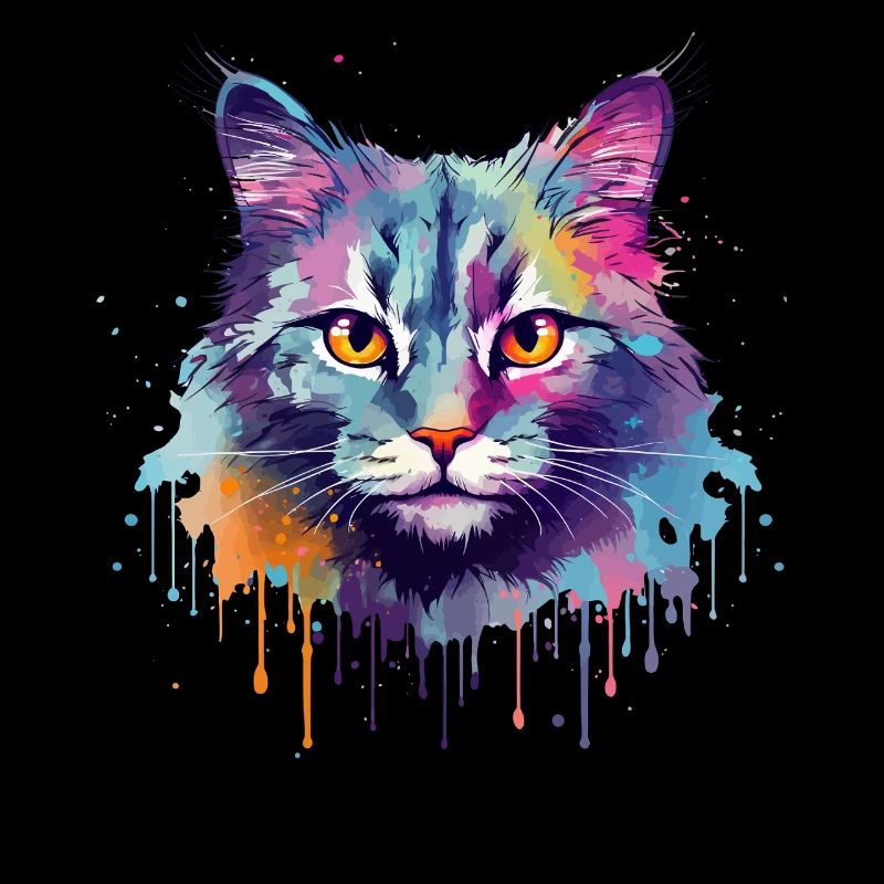 Art coloré en éclaboussures Face de chat en brume australienne