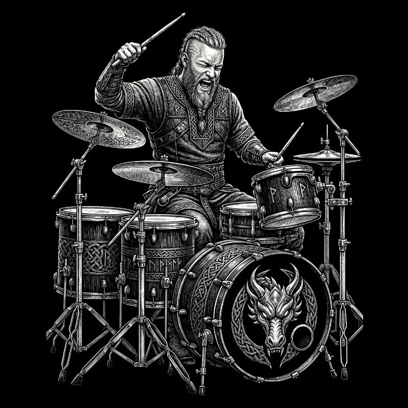 Ragnar Lodbrok plays drums