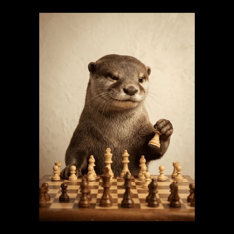 Otter playing chess