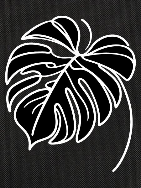 Monstera Blatt gefüllt Schwarz