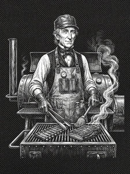 John Tyler grilling