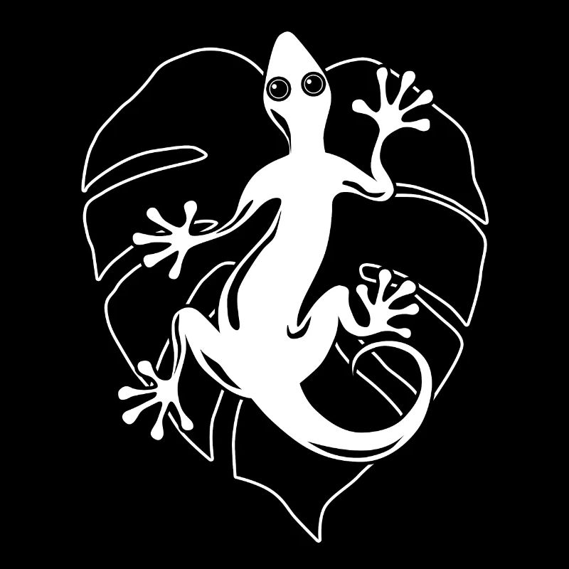 Salamander und Blatt