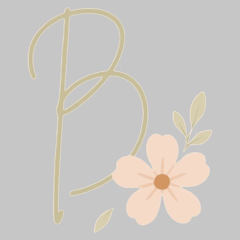 B Floral : Initiale avec fleur de corail