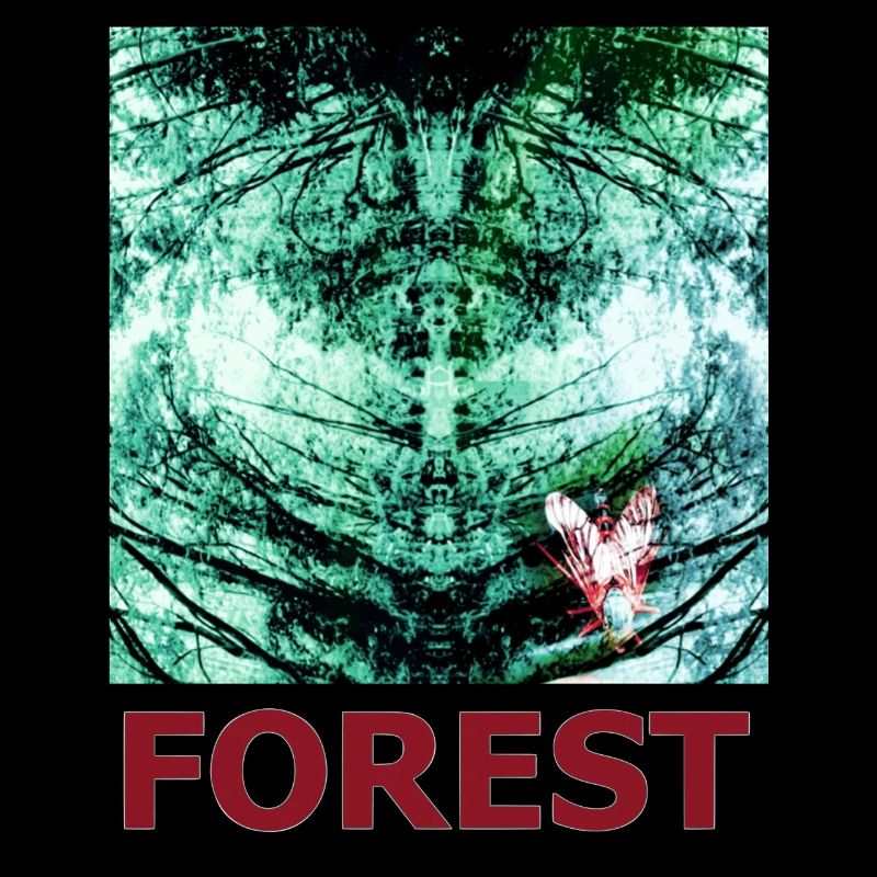 Reflet de la forêt et papillon