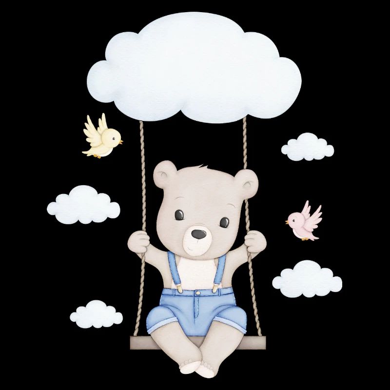 petit ours mignon sur une balançoire