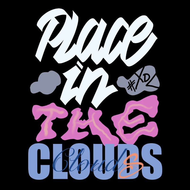 Place dans les nuages – calligraphie colorée