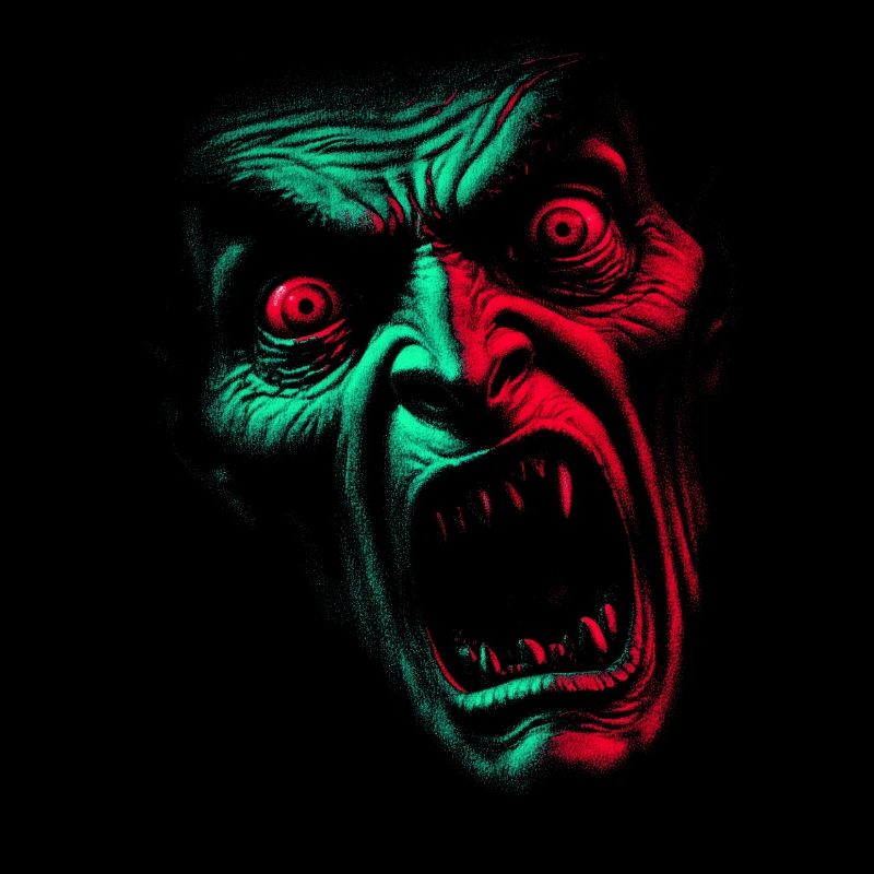 Split Face Horror GrünRot