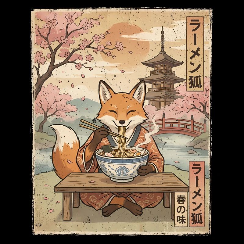 Fuchs Ramen Japanischer Vintage Stil