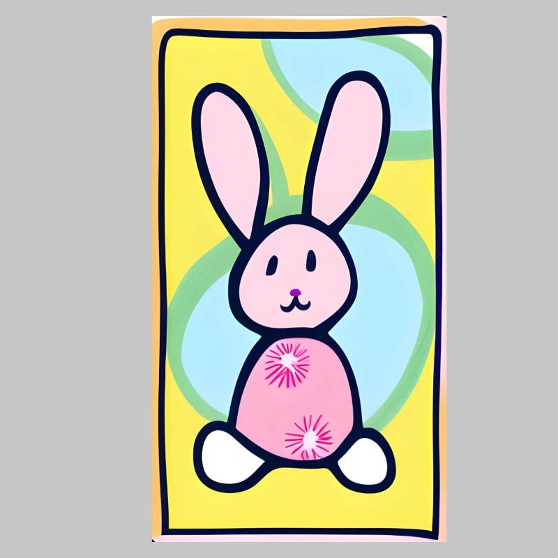 Pastel Bunny Easter Bunny on Yellow Background