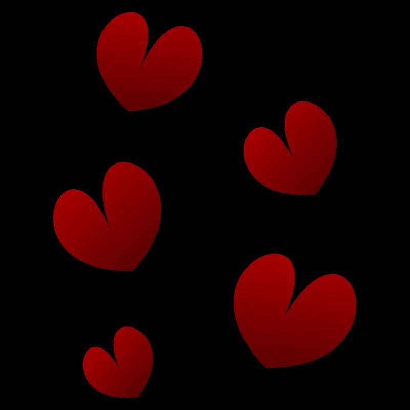 Blooming Hearts on Black Background