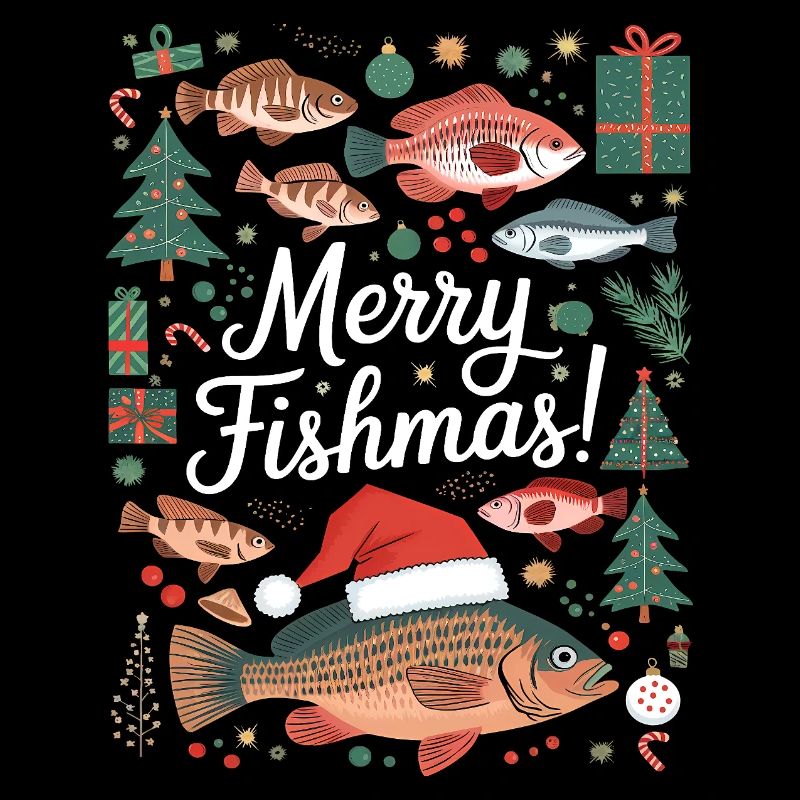 Pêcheur Pull de Noël Poisson Joyeux Poisson