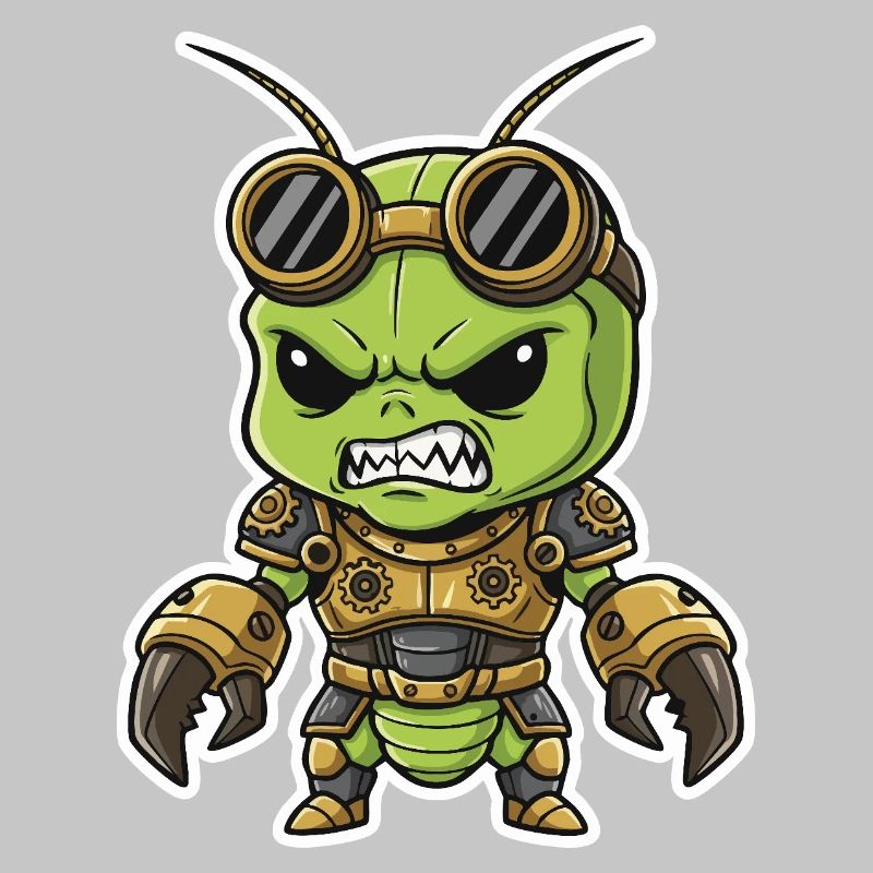Alien Steampunk Warrior Armor Brass