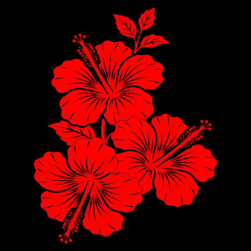 Silhouette triple de floraison d’hibiscus rouge