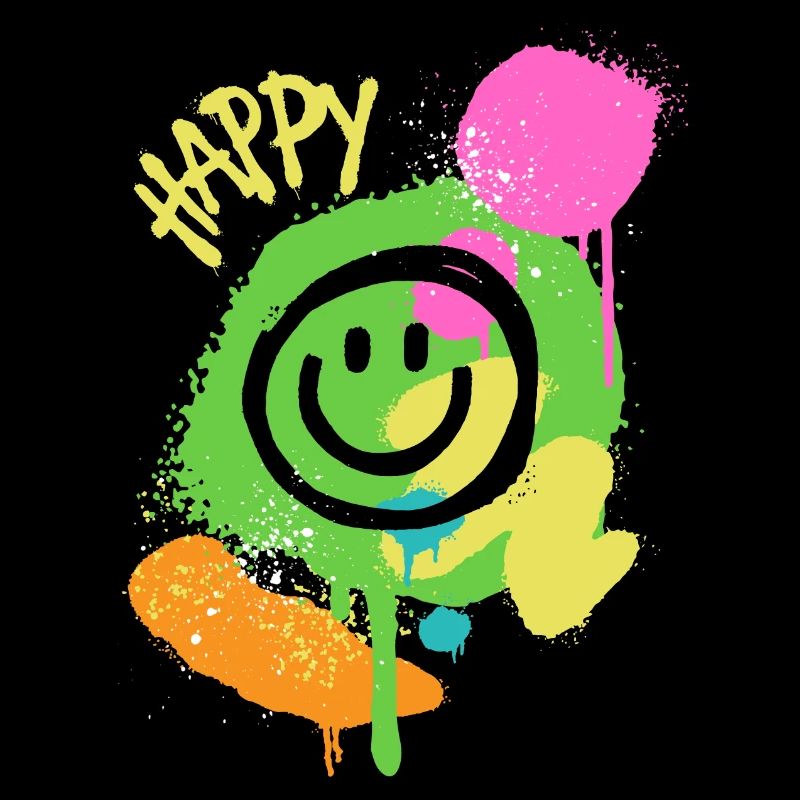 Graffiti Happy Smiley Éclaboussures de Couleur