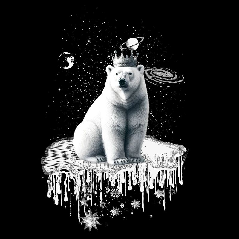 Eisbär mit Krone auf Eisscholle arktische Tierwelt
