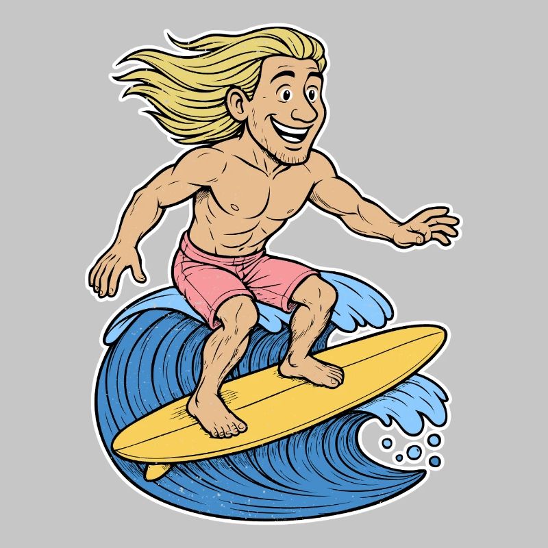 Blonde Surfer on Wave