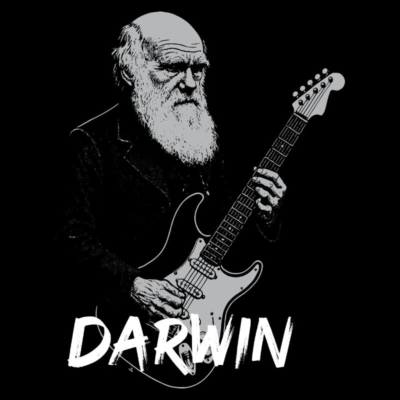Darwin jouant de la guitare Evolution