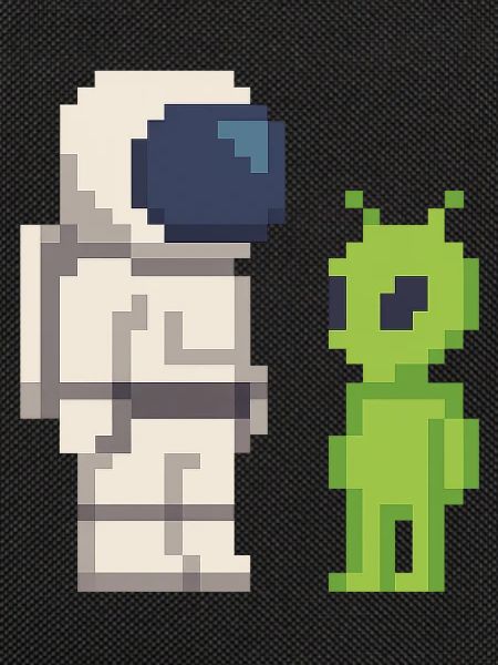 Pixel Astronaut meets Alien