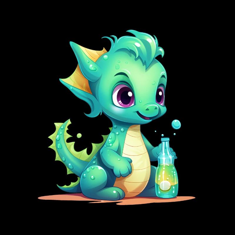 Bébé Dragon Vert avec Chemise Magic Bottle