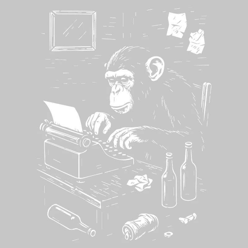 Ape Typist on Vintage Typewriter