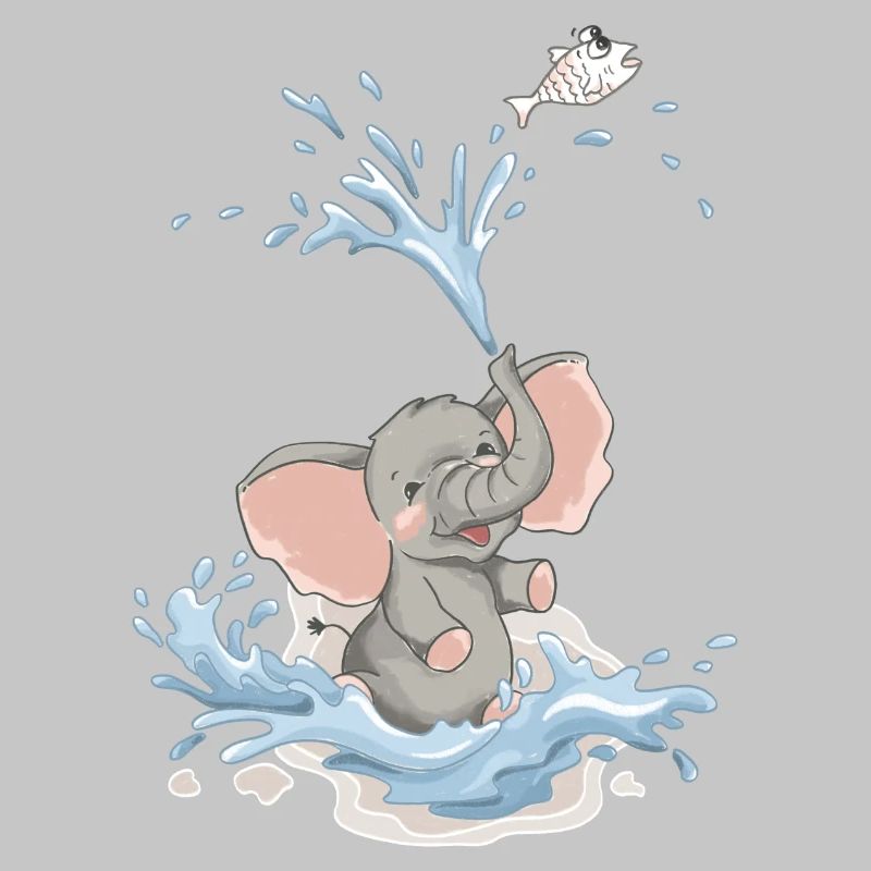 Bébé éléphant Éléphant Éclaboussure d’eau Eau Baignée d’été