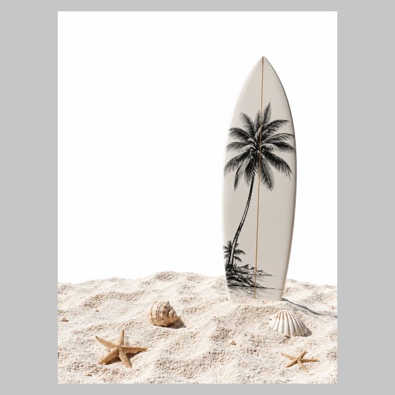 Planche de surf dans le sable