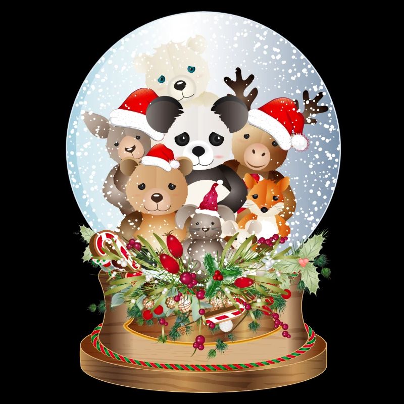 Belle boule à neige nostalgique avec peluches