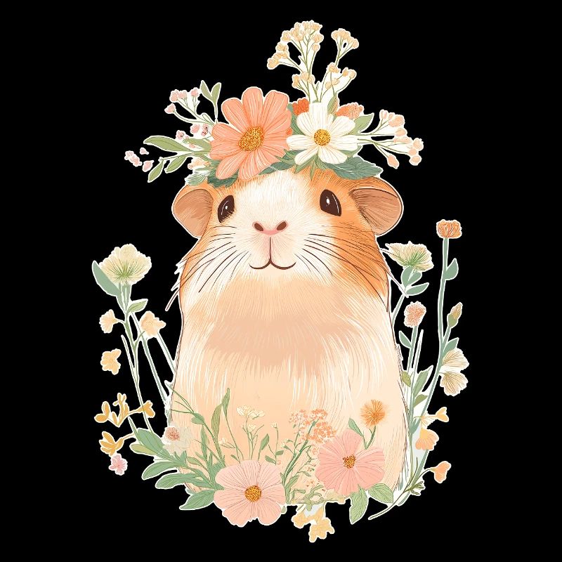 Cochon d’Inde avec des fleurs