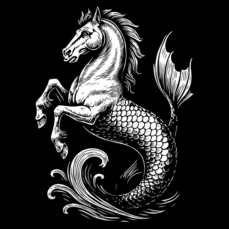 Mythical Hippocampus, Sea Stallion Illustration