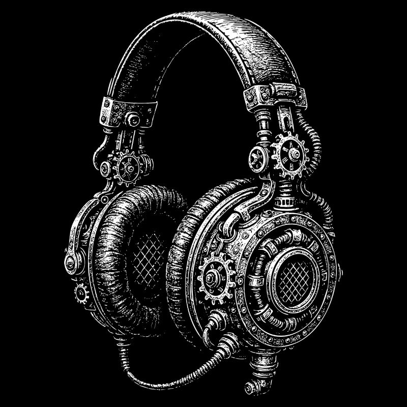 Steampunk Kopfhörer Skizze