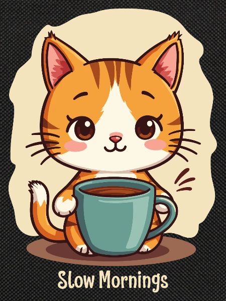 Langsame Morgenkatze mit Kaffee