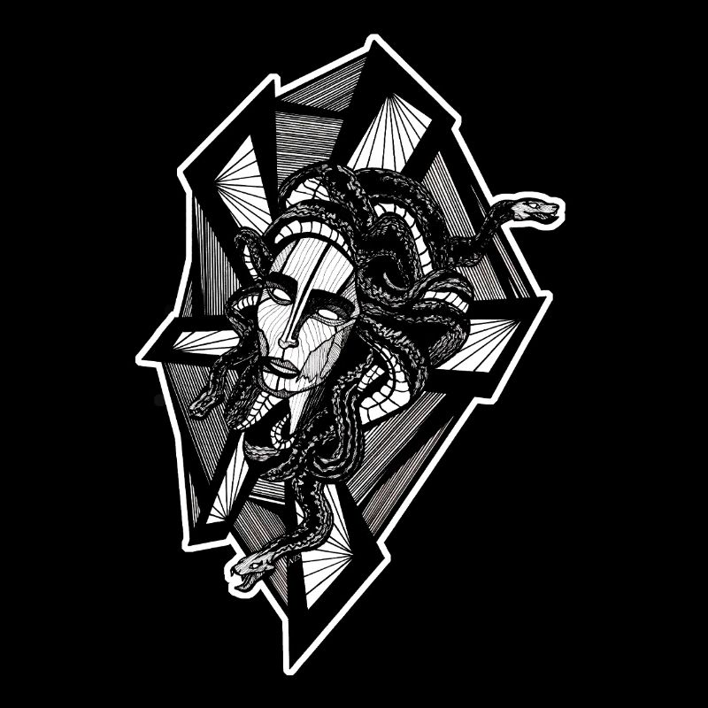 Design  Gorgone noir et blanc n°9 