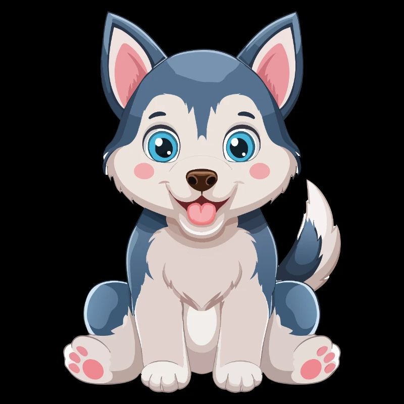 Dessin animé de chiot Husky câlin
