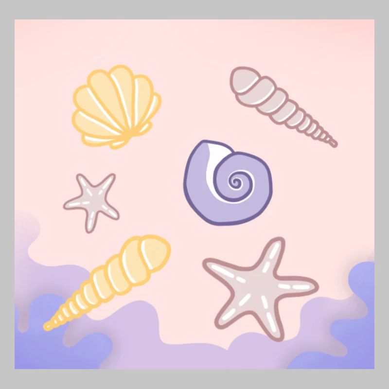 Pastel Sea Shells Starfish