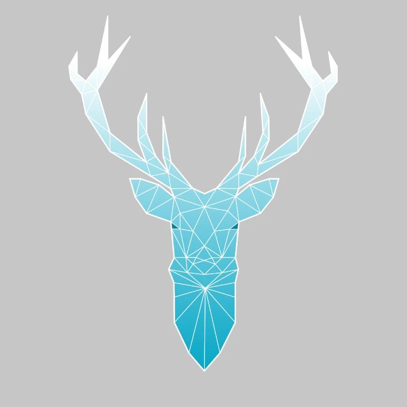 Tête de cerf dans la conception triangle (bleu clair)