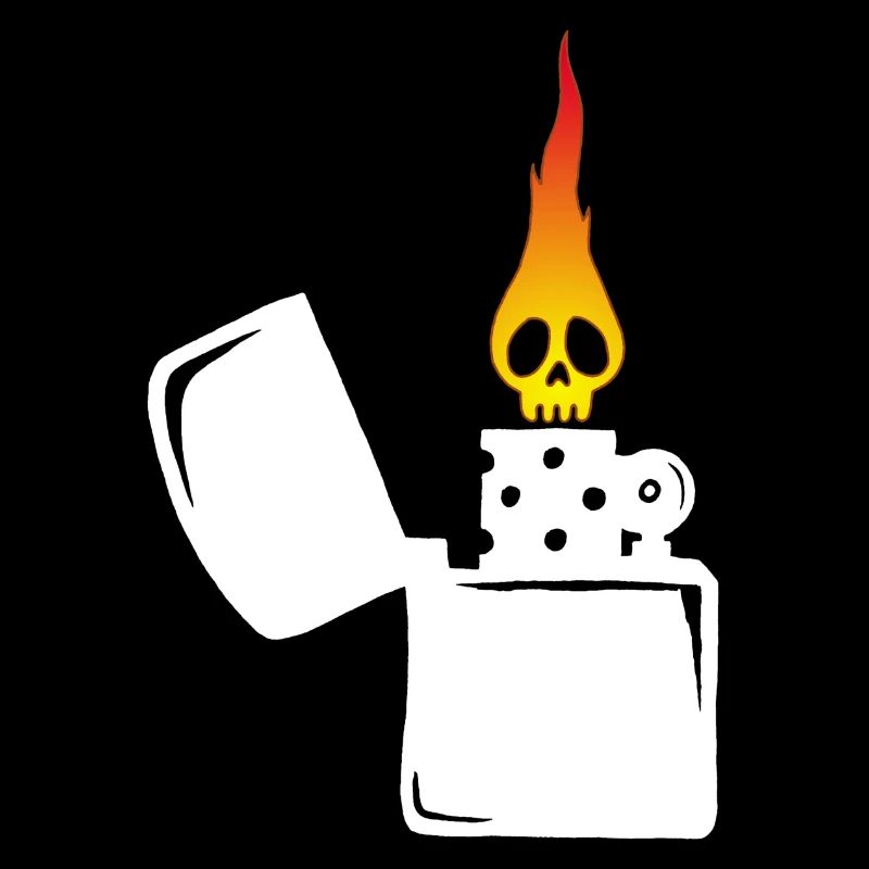 Flammenschädel und weißes Feuerzeug