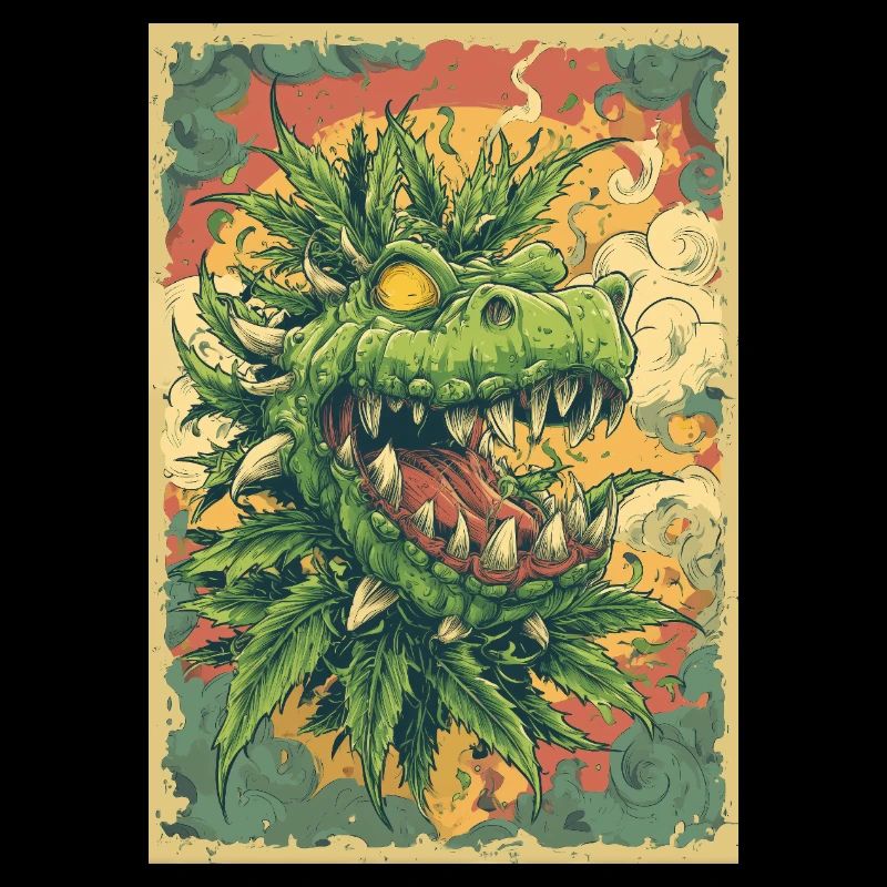 Affiche de cannabis du Dragon Dragon Vert