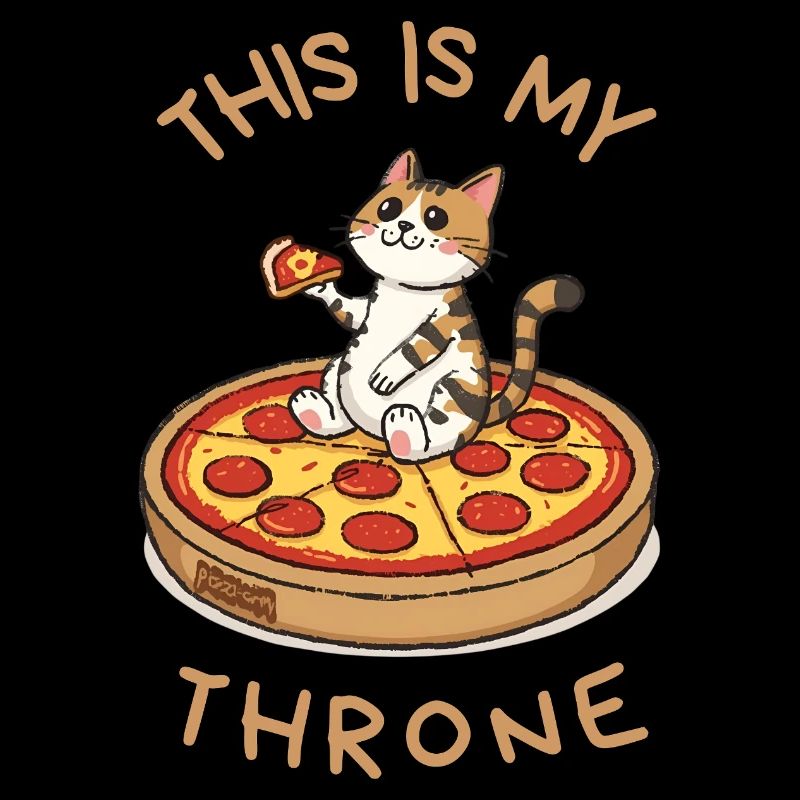 Cartoon Cat on Pizza – This Is My Throne