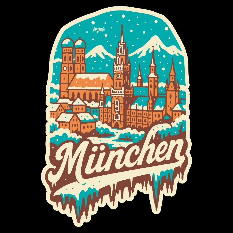 Munich in Winter - Romantic Illustration